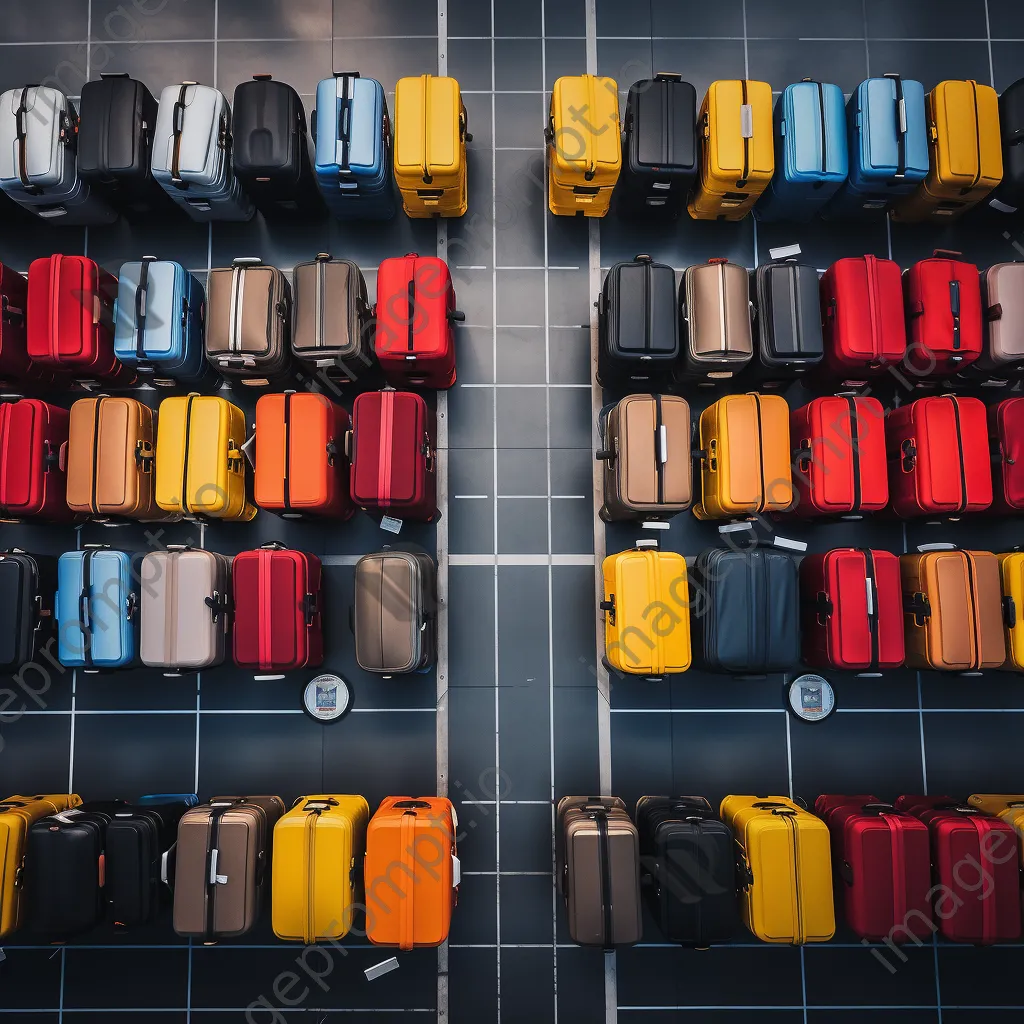 Aerial shot of luggage on conveyor belt at airport - Image 2