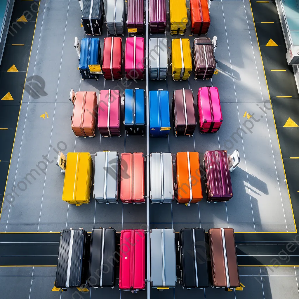 Aerial shot of luggage on conveyor belt at airport - Image 3