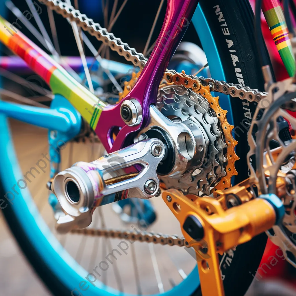 Close-up of colorful city bike components including handlebars and pedals - Image 1