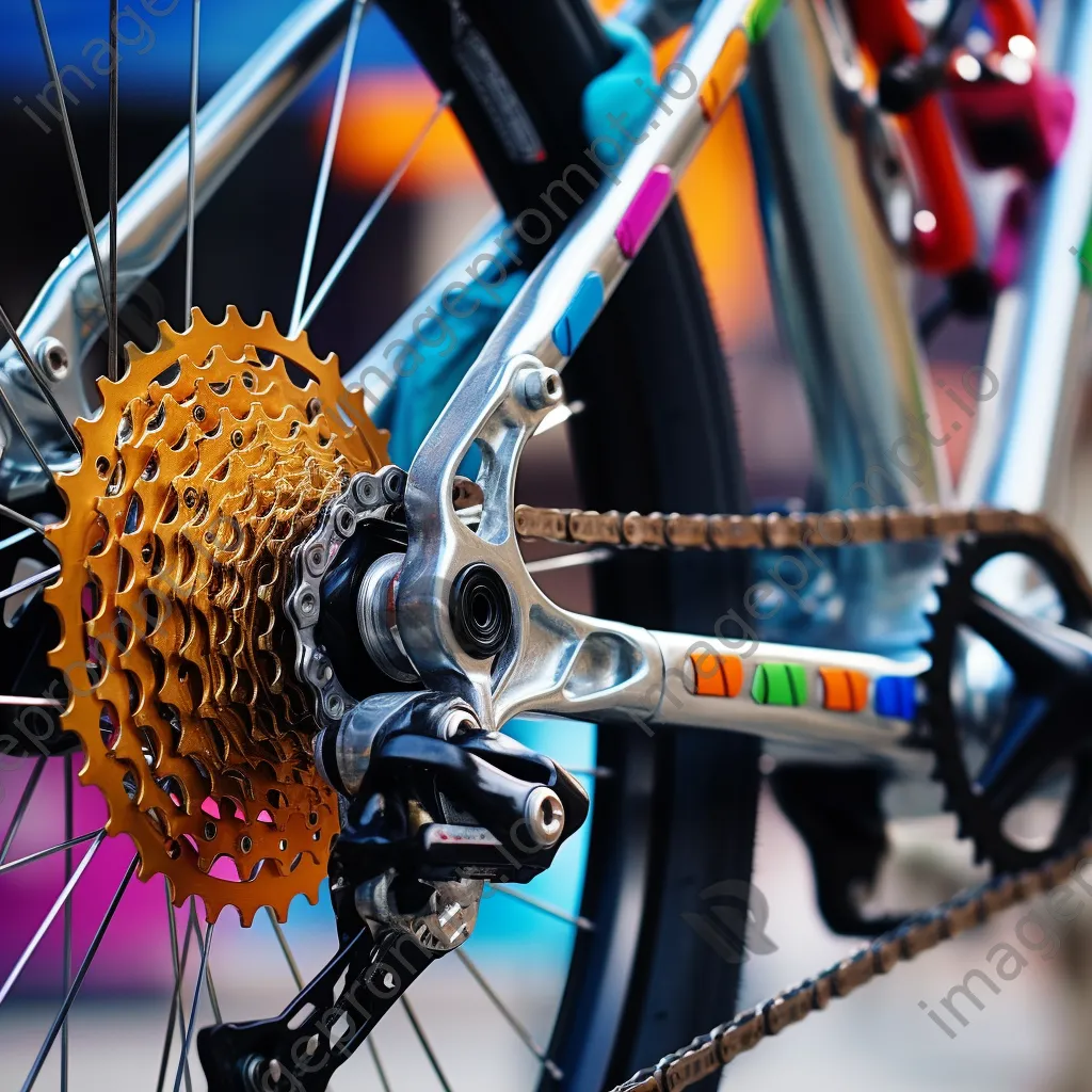 Close-up of colorful city bike components including handlebars and pedals - Image 2