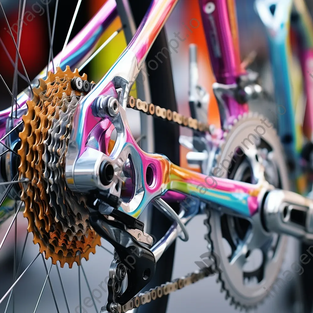 Close-up of colorful city bike components including handlebars and pedals - Image 4