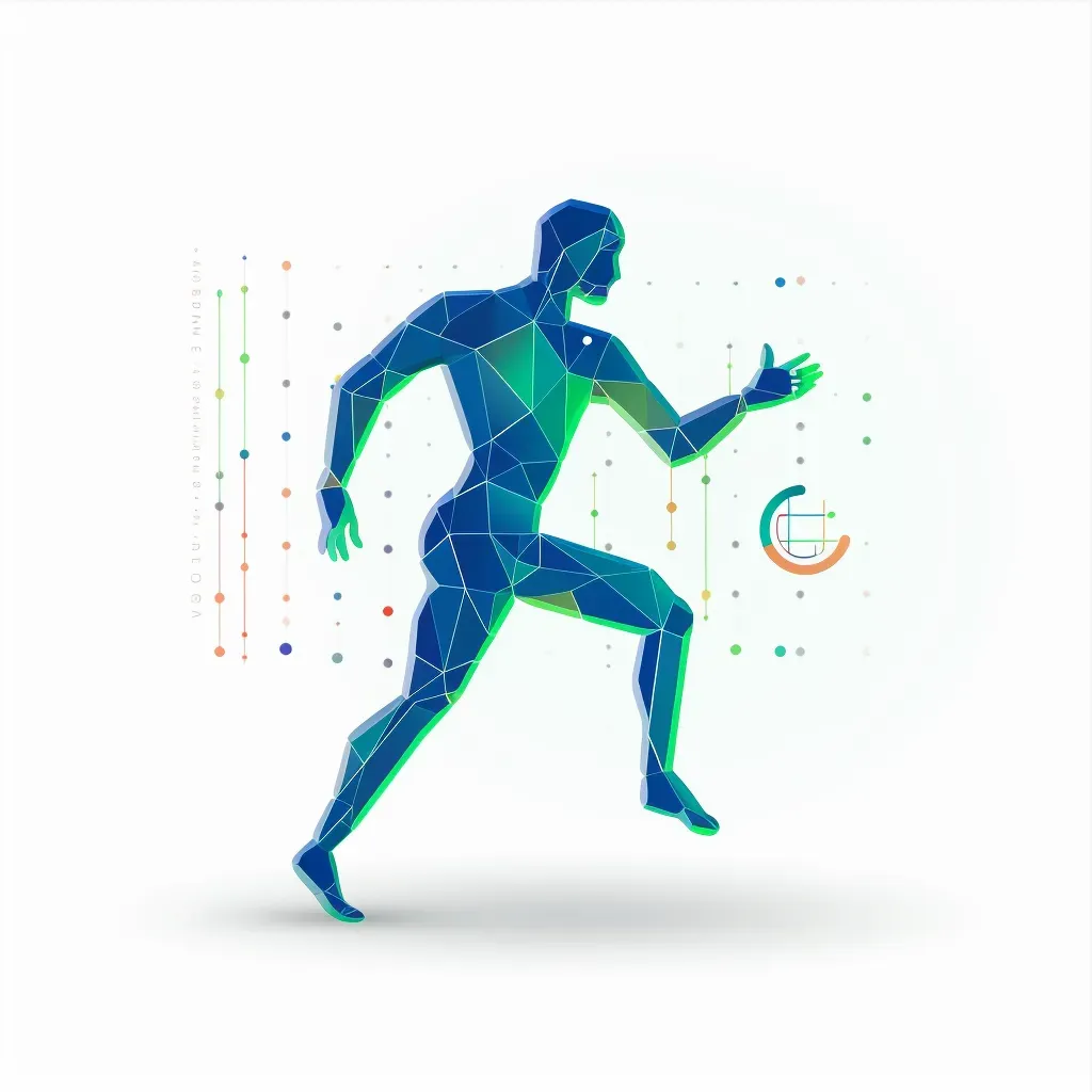 Bold and energetic logo with an athlete icon in blue and green - Image 3