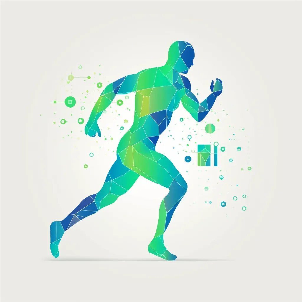 Bold and energetic logo with an athlete icon in blue and green - Image 4