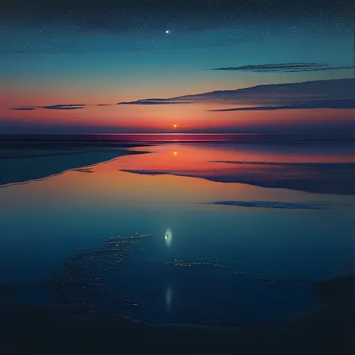 Tranquil sea reflecting the anticipation of sunrise - Image 1