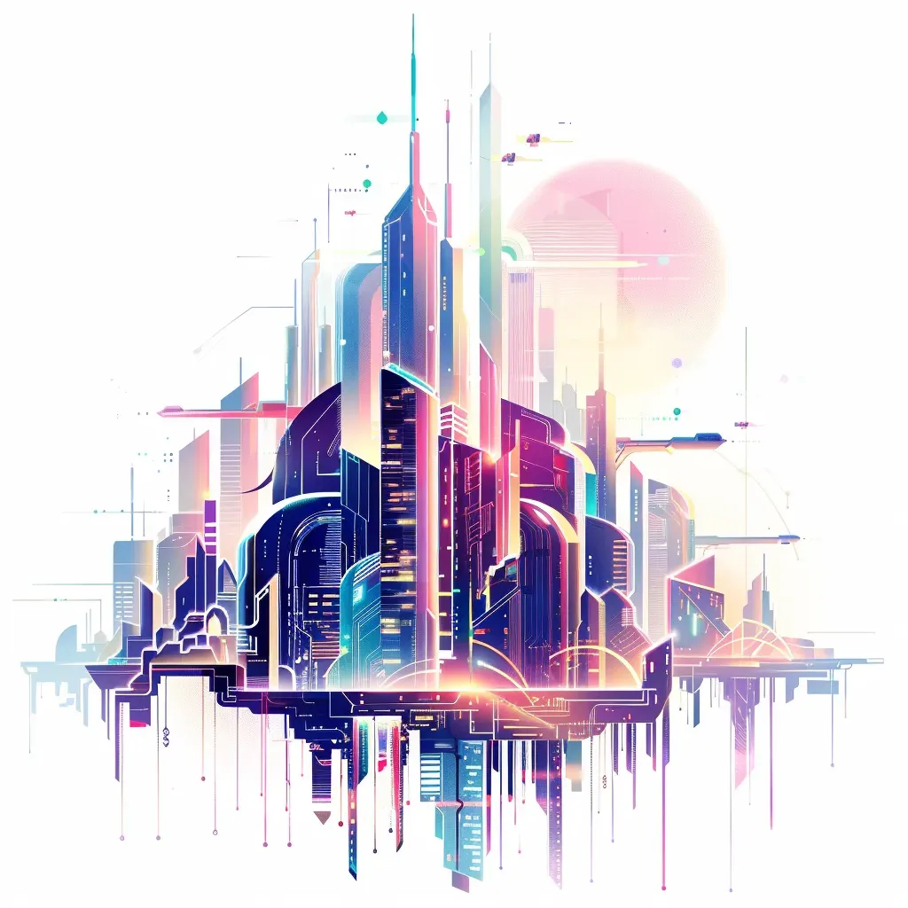 Tech startup logo with futuristic cityscape and digital elements - Image 2