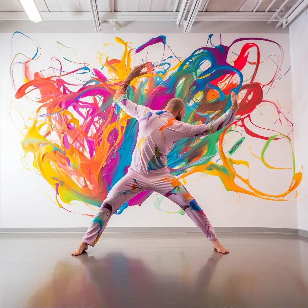 Dancer with vibrant body paint showcasing artistic transformation - Image 2