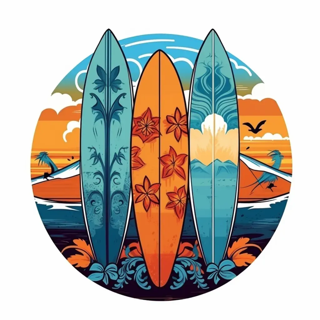 Surf Shop Logo with Surfboards on Sandy Beach - Image 4