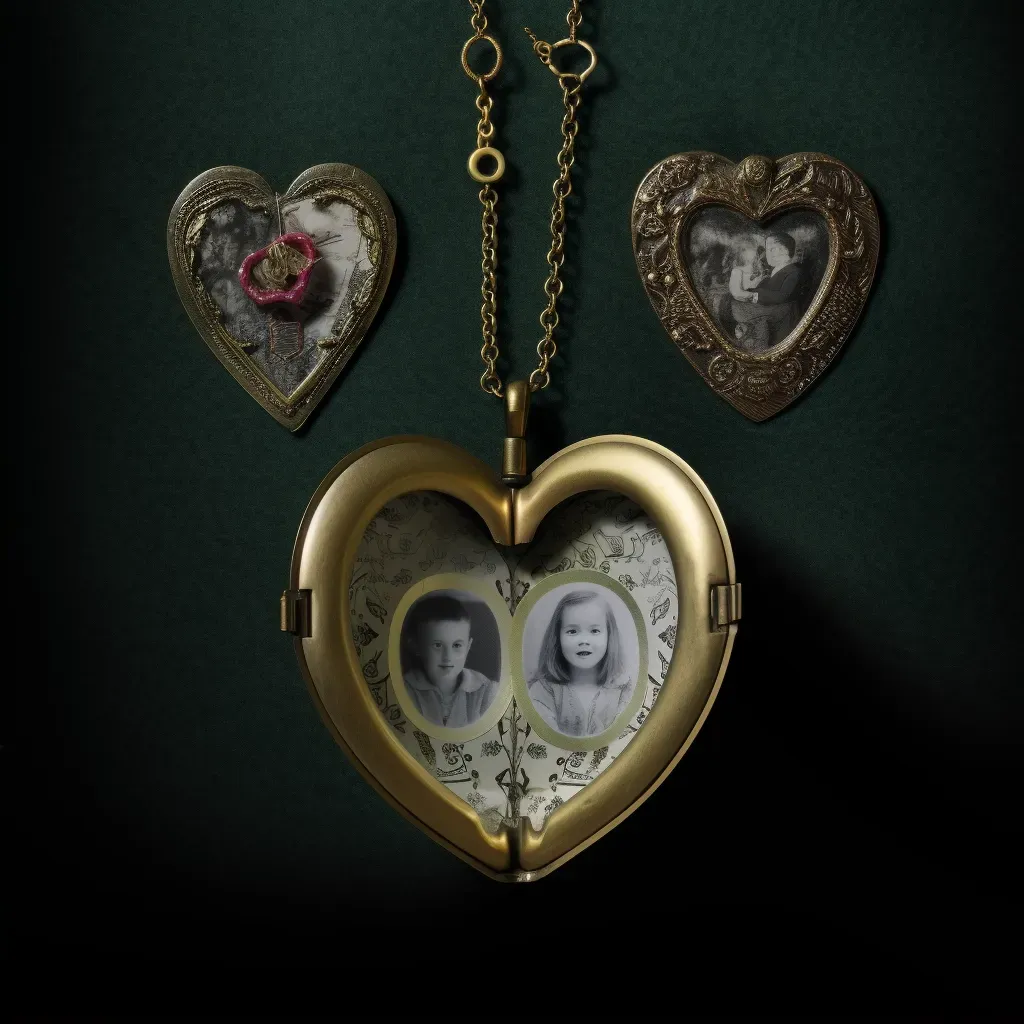 Heart-shaped locket open to reveal a family portrait - Image 2