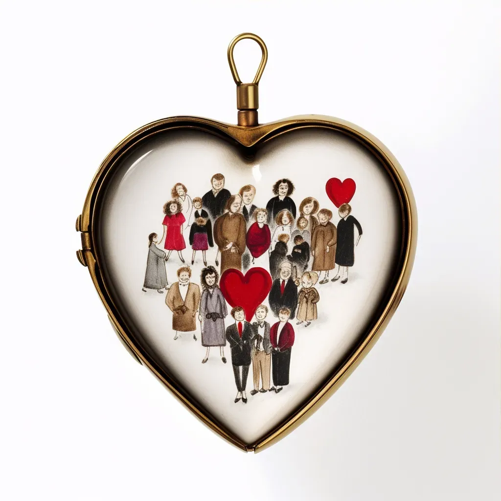 Heart-shaped locket open to reveal a family portrait - Image 3