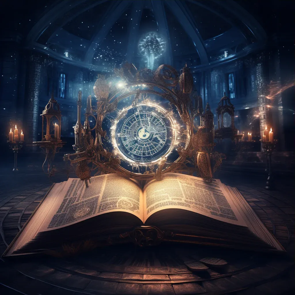 Open book with mystical symbols and illustrations symbolizing mystical knowledge - Image 3