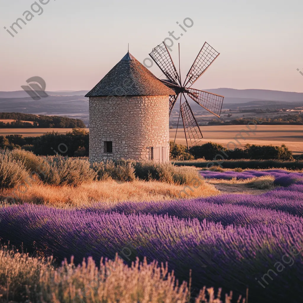 Charming windmill in French lavender fields - Image 1