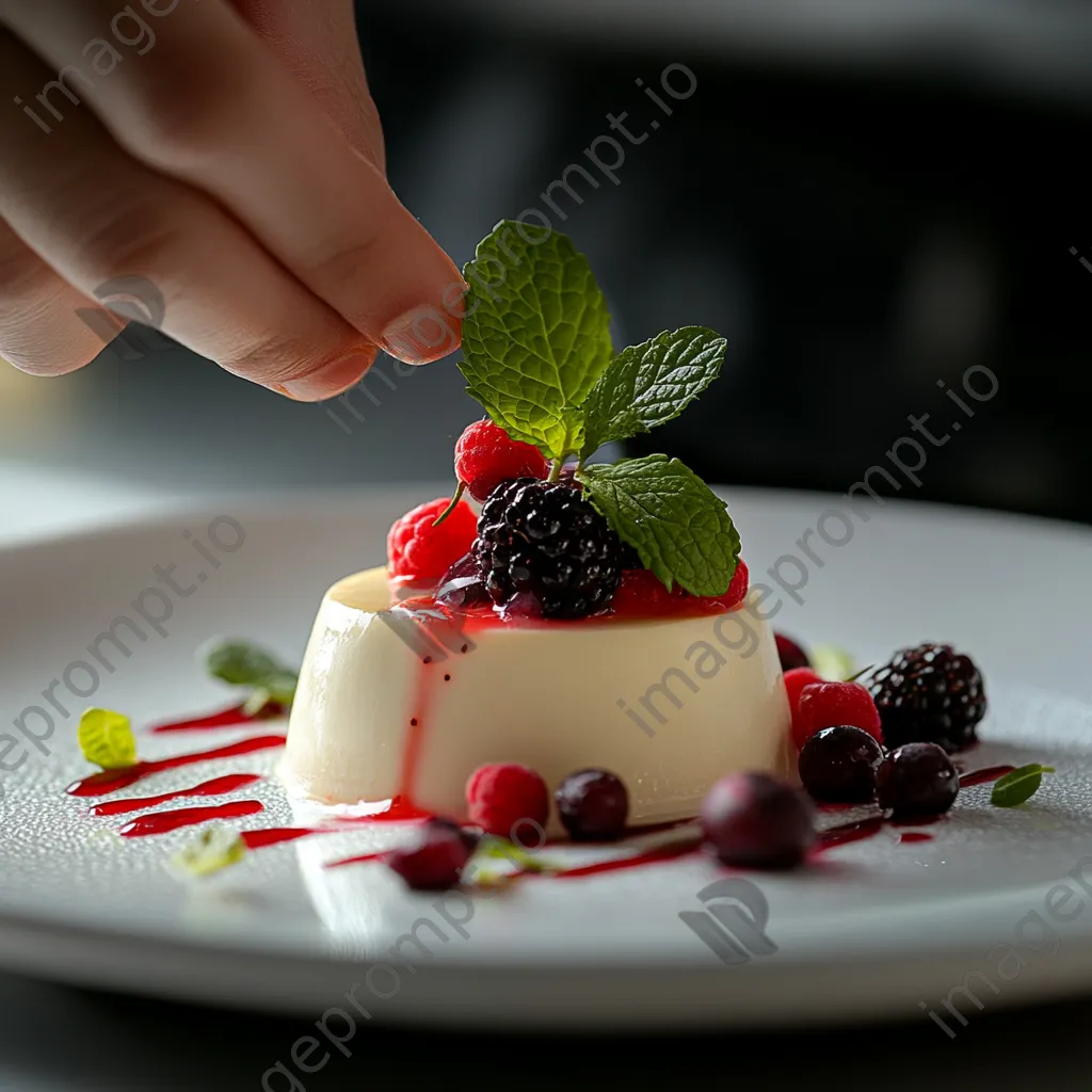 Beautifully garnished dessert with berries and mint leaves - Image 2