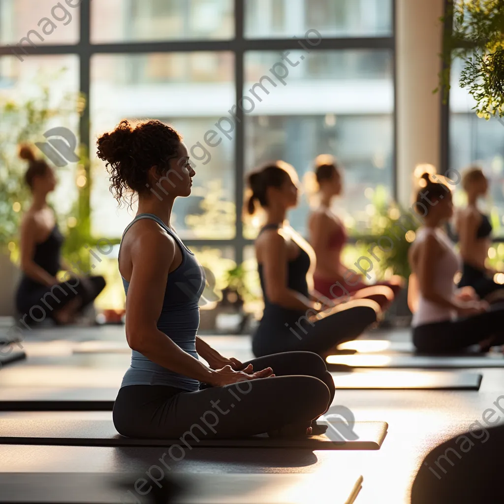 Diverse group practicing Pilates in a modern studio. - Image 2