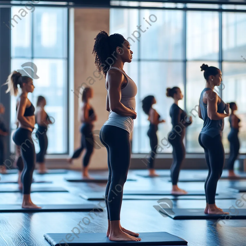 Diverse group practicing Pilates in a modern studio. - Image 4