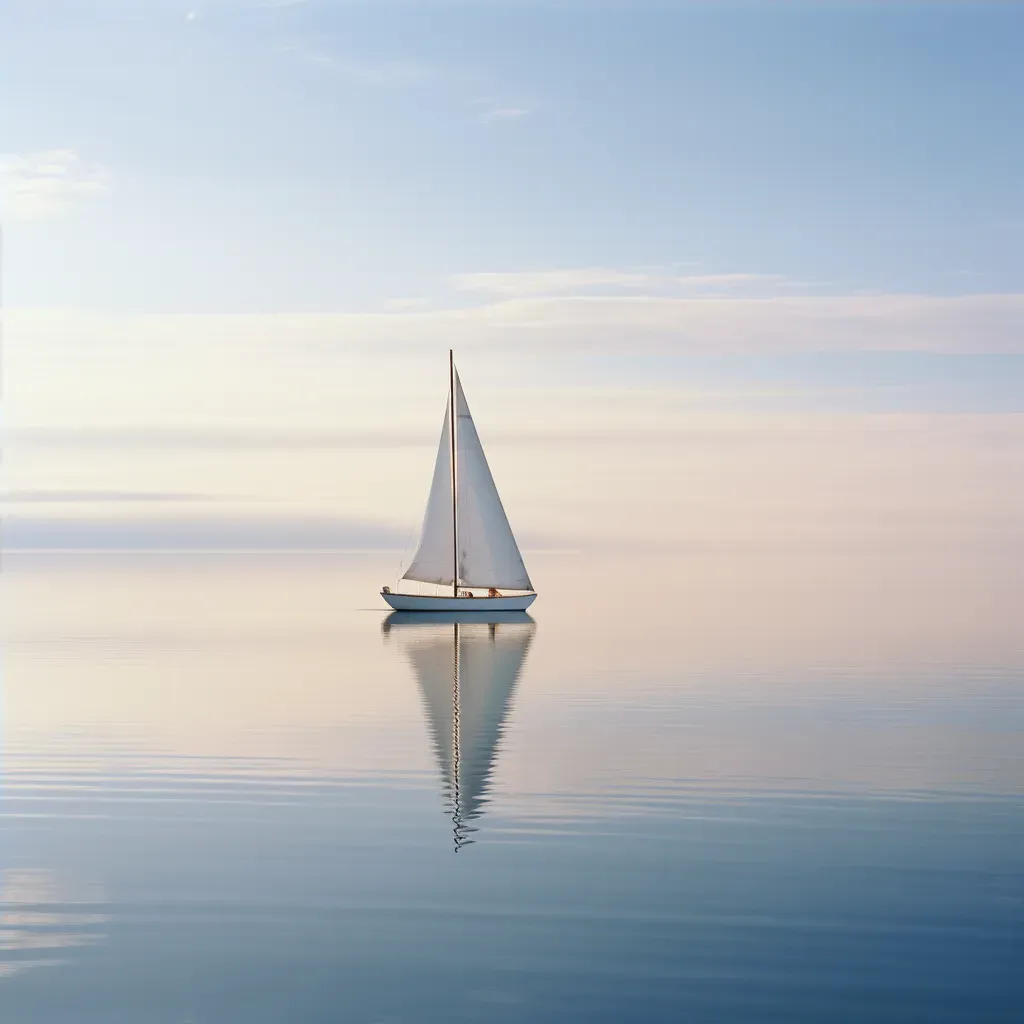 Image of a solitary sailboat on a vast and endless ocean - Image 4