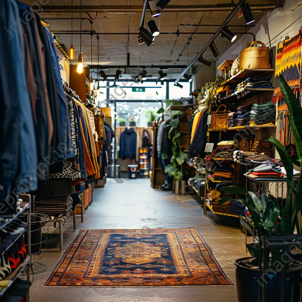 Interior of a clothing store featuring diverse clothing styles and bright displays. - Image 2