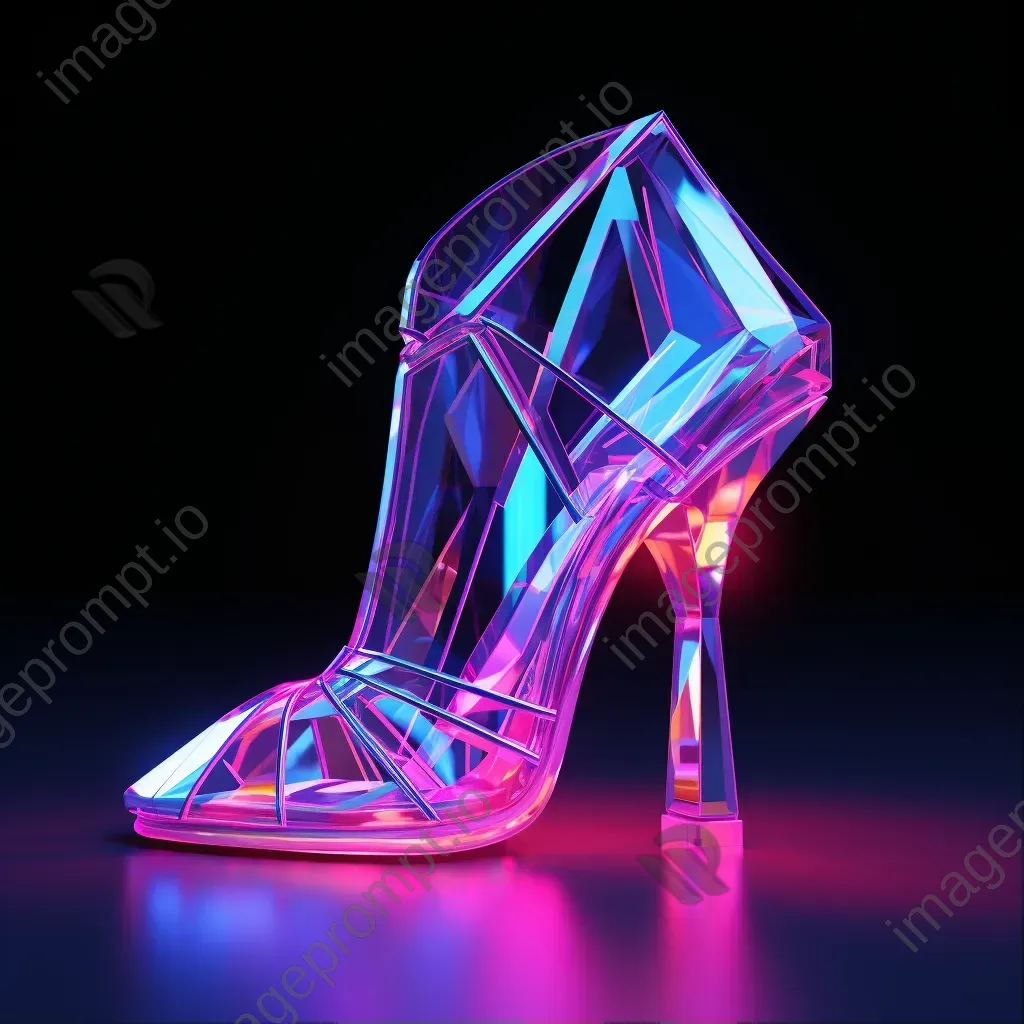 Neon-colored, low poly, geometric high heels in Vaporwave style - Image 1