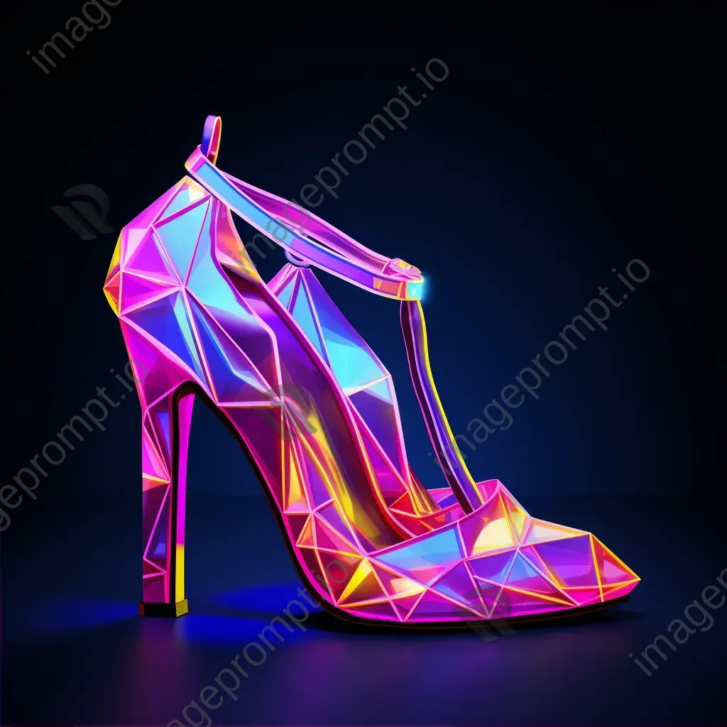 Neon-colored, low poly, geometric high heels in Vaporwave style - Image 2