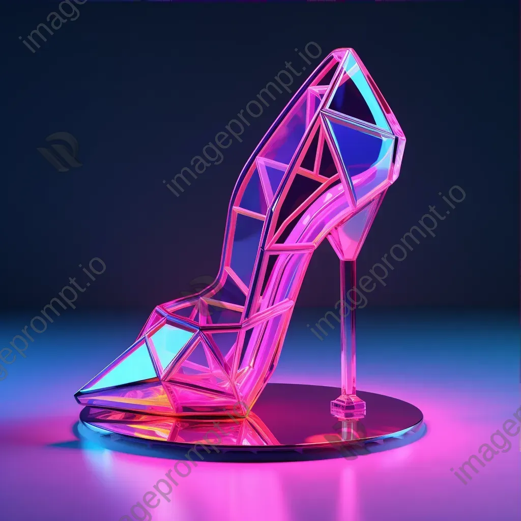 Neon-colored, low poly, geometric high heels in Vaporwave style - Image 3