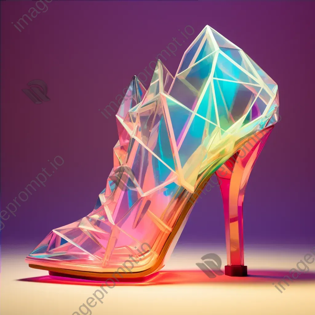 Neon-colored, low poly, geometric high heels in Vaporwave style - Image 4