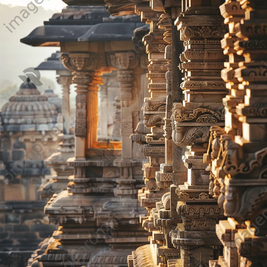 Ancient wall carvings illuminated by morning light - Image 1