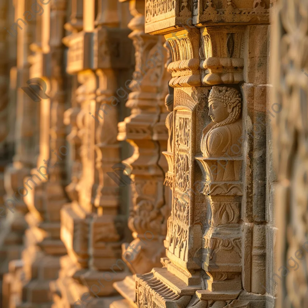 Ancient wall carvings illuminated by morning light - Image 2