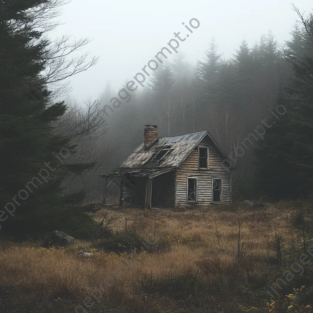 Abandoned cabin in a fog-covered landscape - Image 3