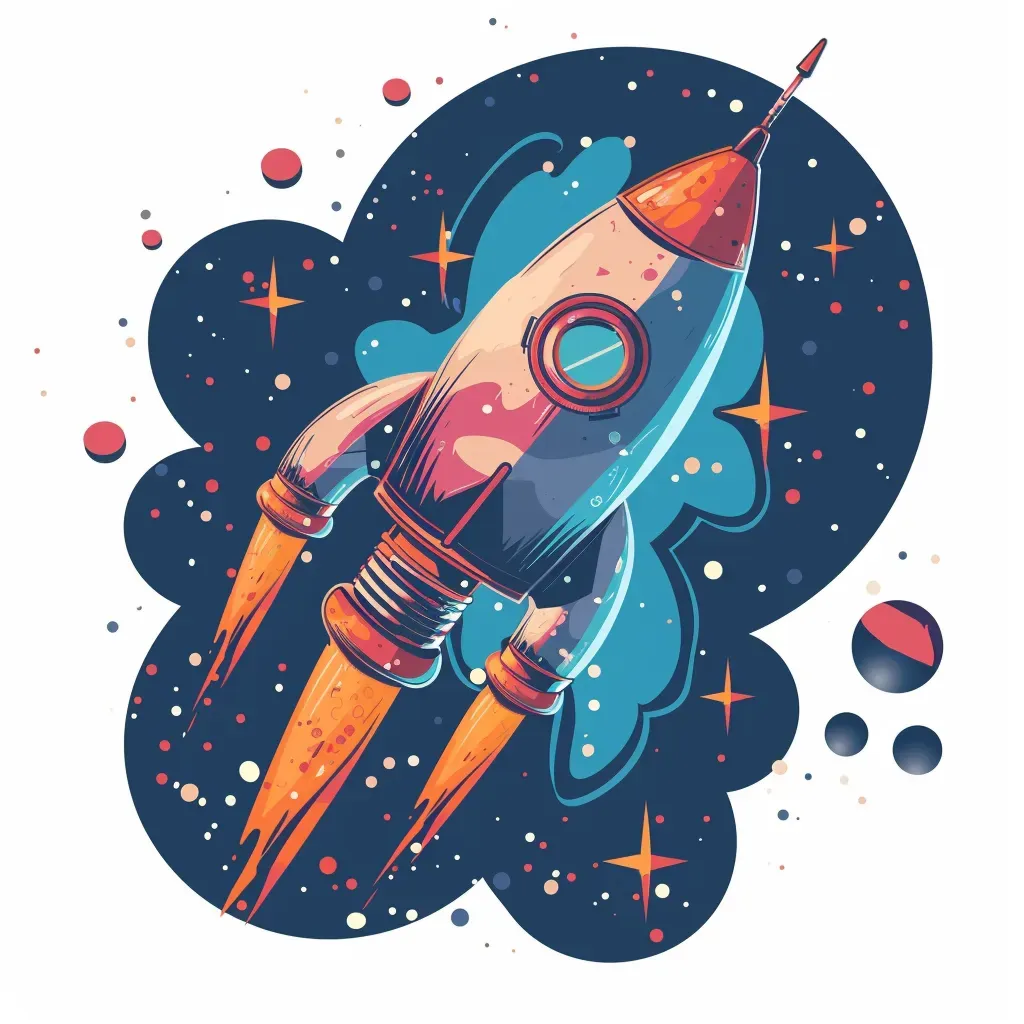 Galactic Adventures Logo - Spaceship flying through the cosmos with stars and nebulas - Image 1