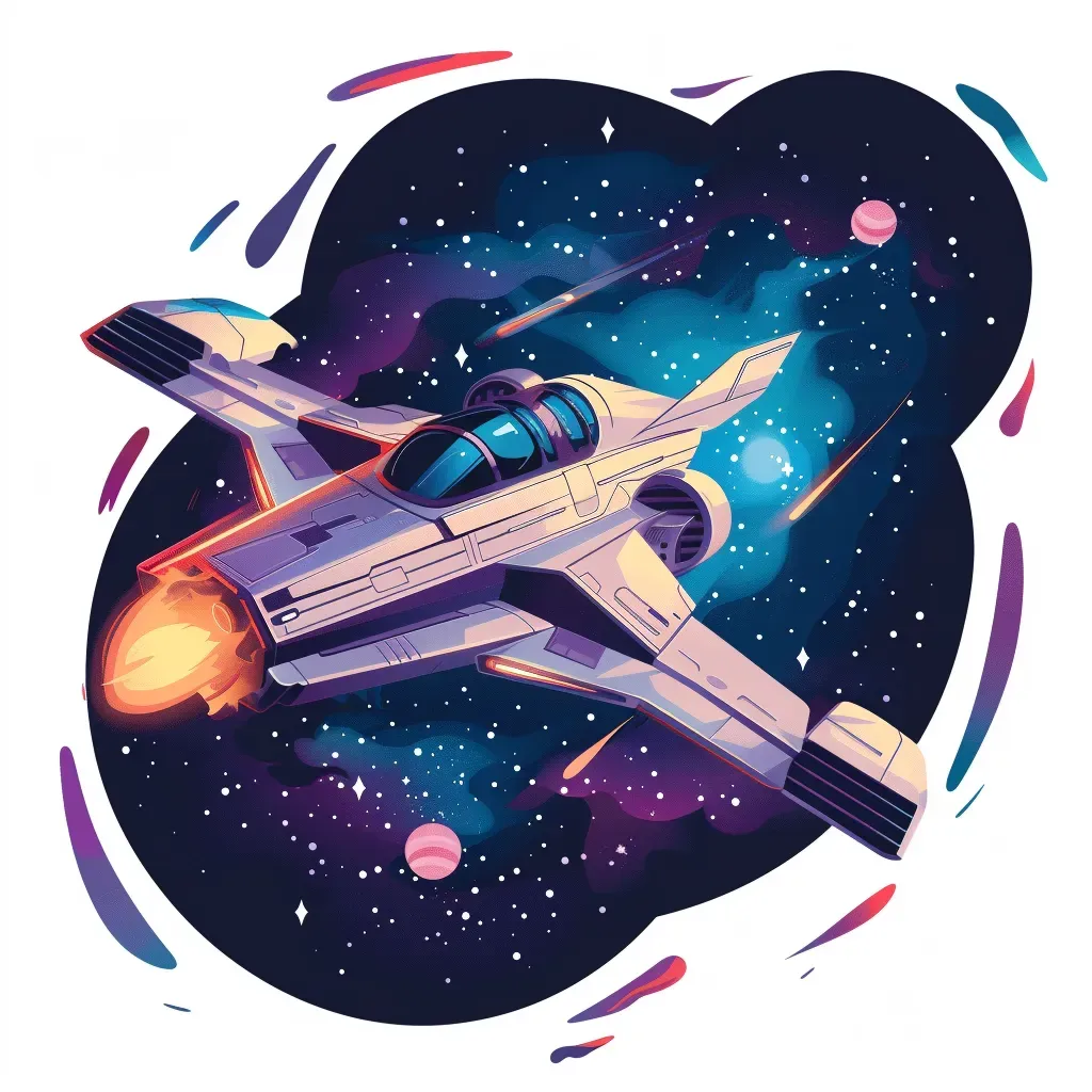 Galactic Adventures Logo - Spaceship flying through the cosmos with stars and nebulas - Image 3