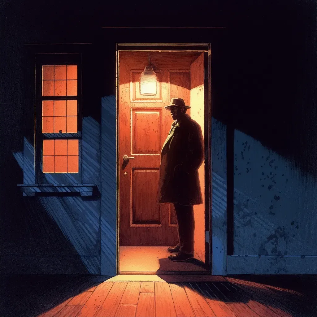 Intriguing illustration of a shadowy figure leaving a note at a detective agency - Image 2