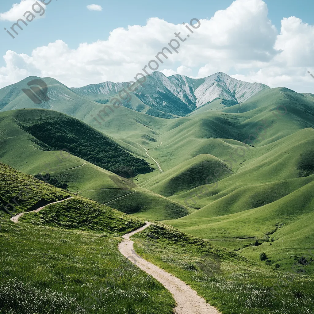 Winding trail through a vibrant mountain plateau. - Image 2