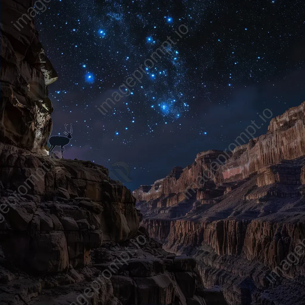 Capricornus constellation over rocky canyon at night - Image 2