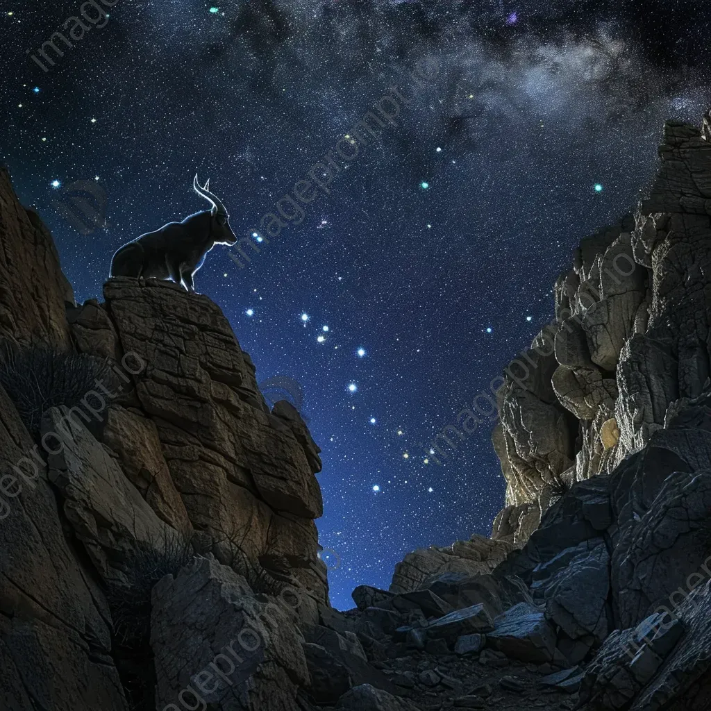 Capricornus constellation over rocky canyon at night - Image 3