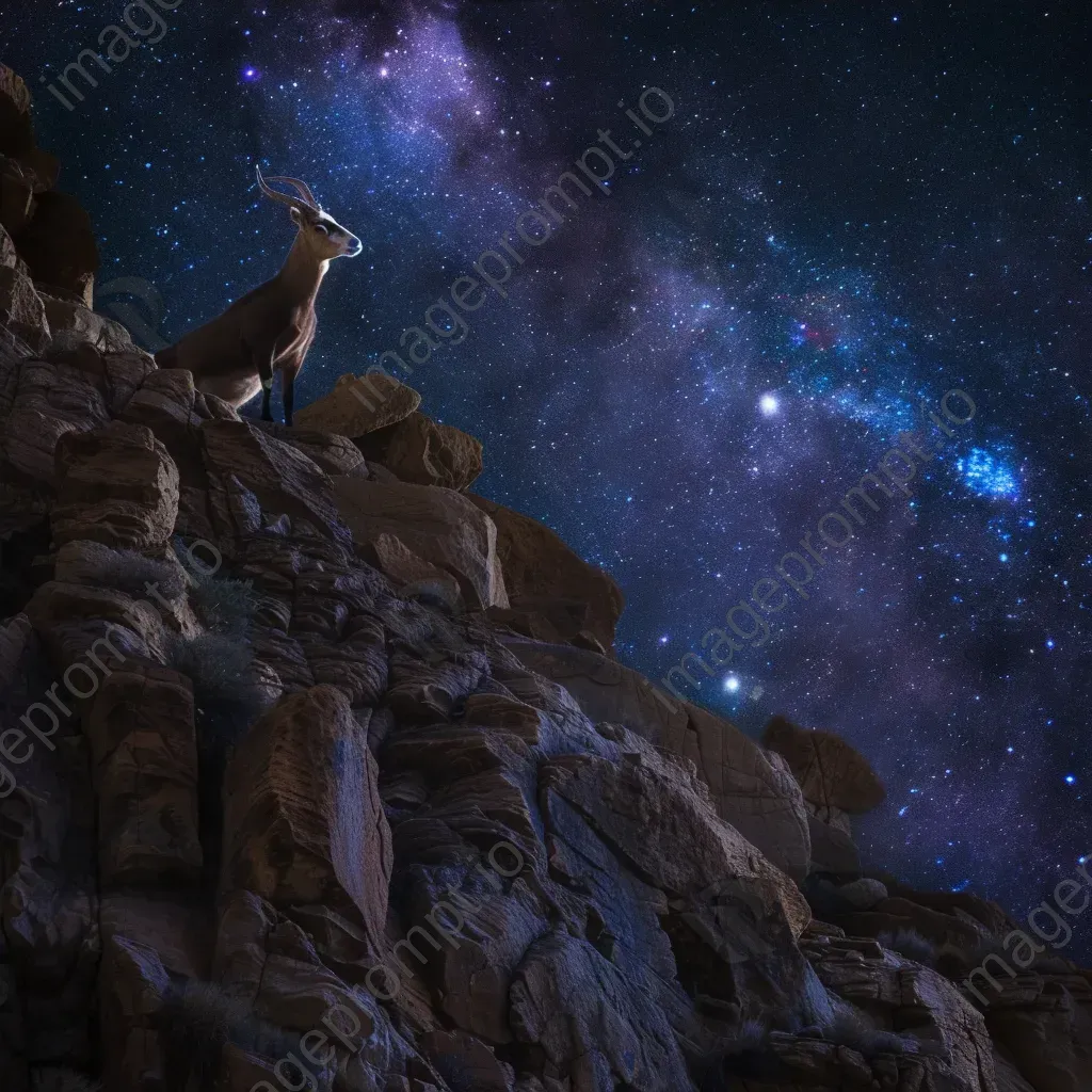 Capricornus constellation over rocky canyon at night - Image 4