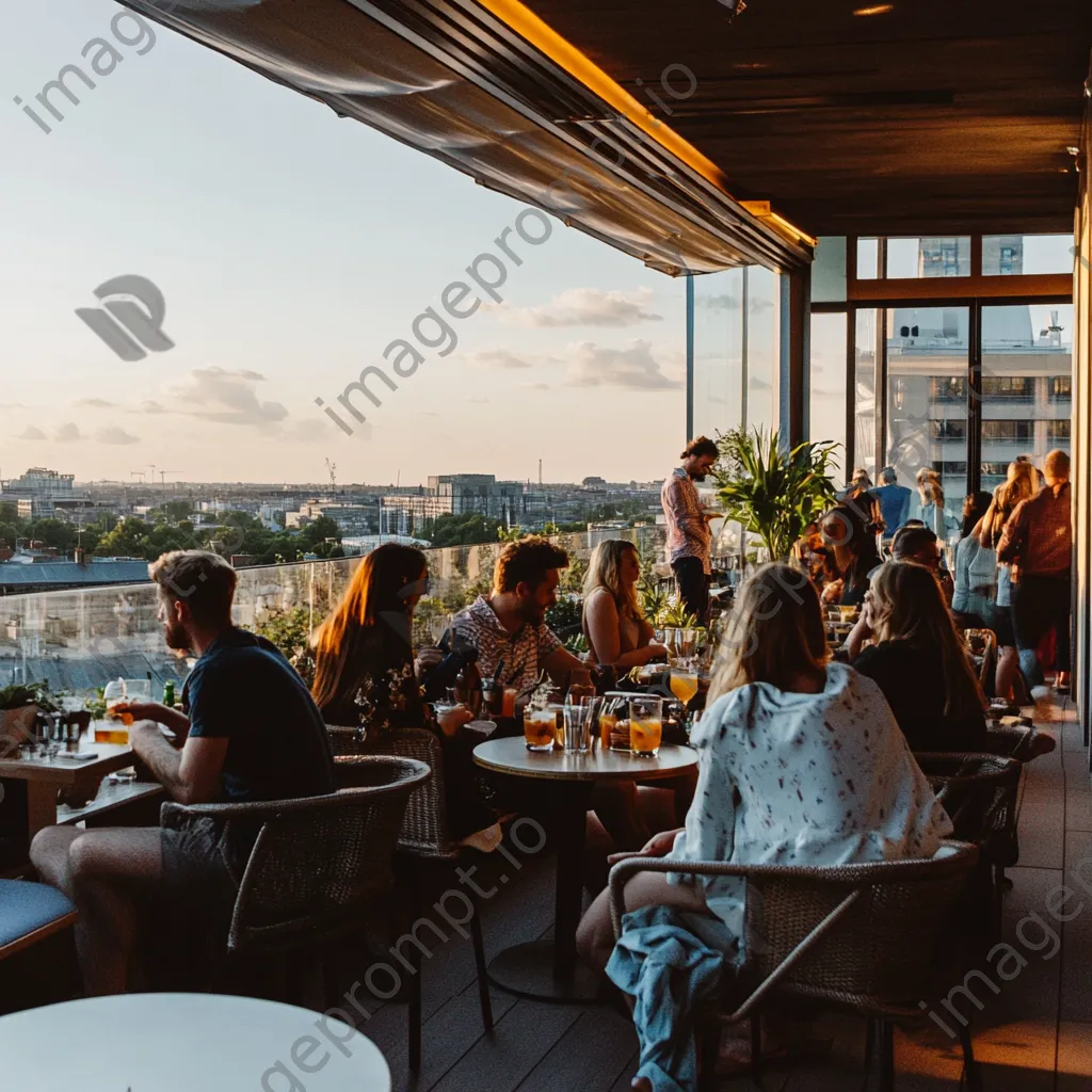 Rooftop café with friends and panoramic city views - Image 4