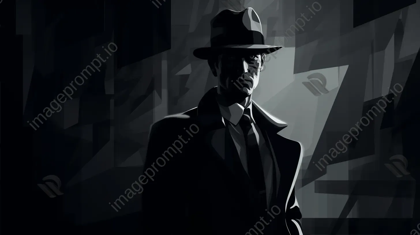 Low poly monochromatic portrait of a film noir detective - Image 2