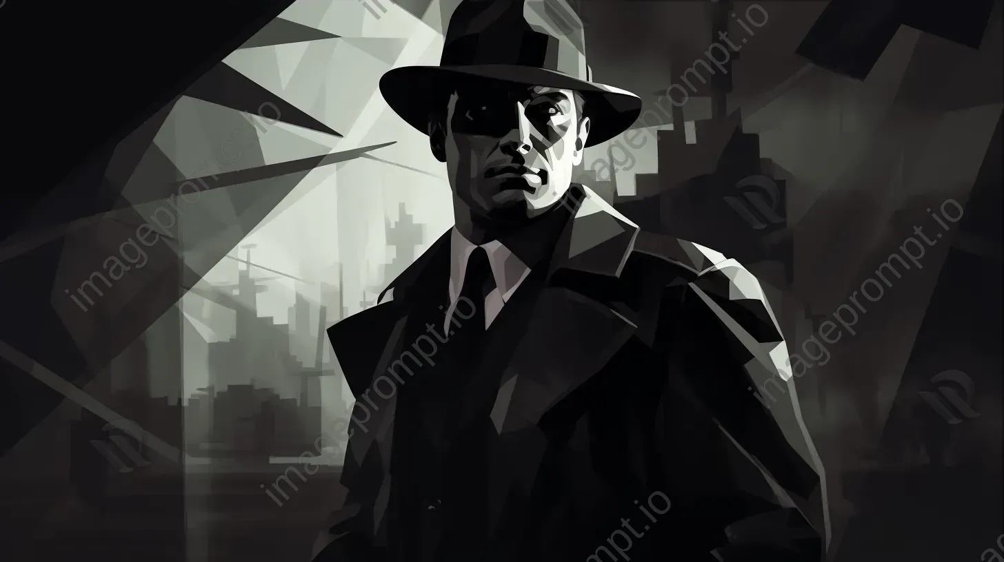 Low poly monochromatic portrait of a film noir detective - Image 3