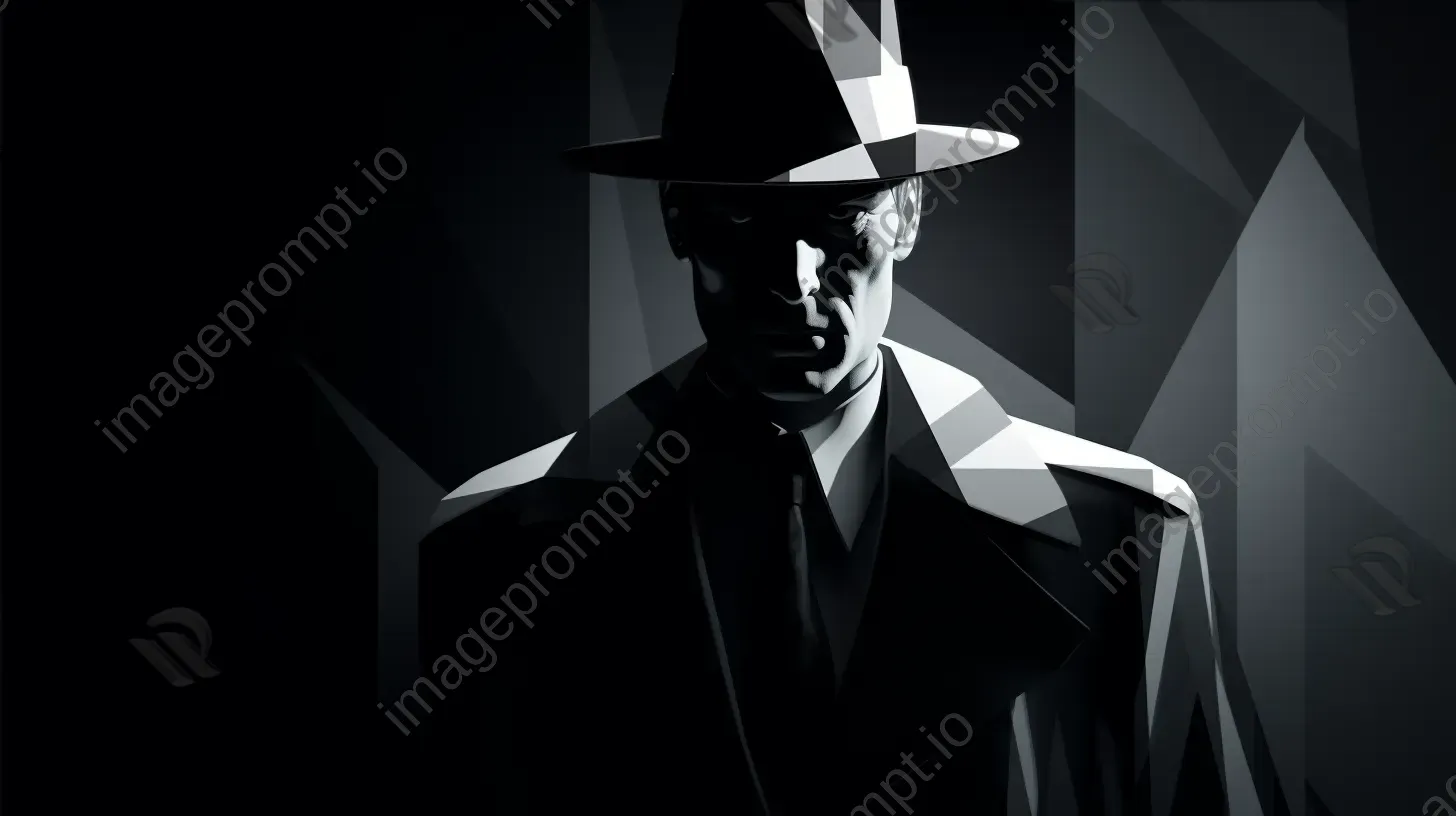 Low poly monochromatic portrait of a film noir detective - Image 4