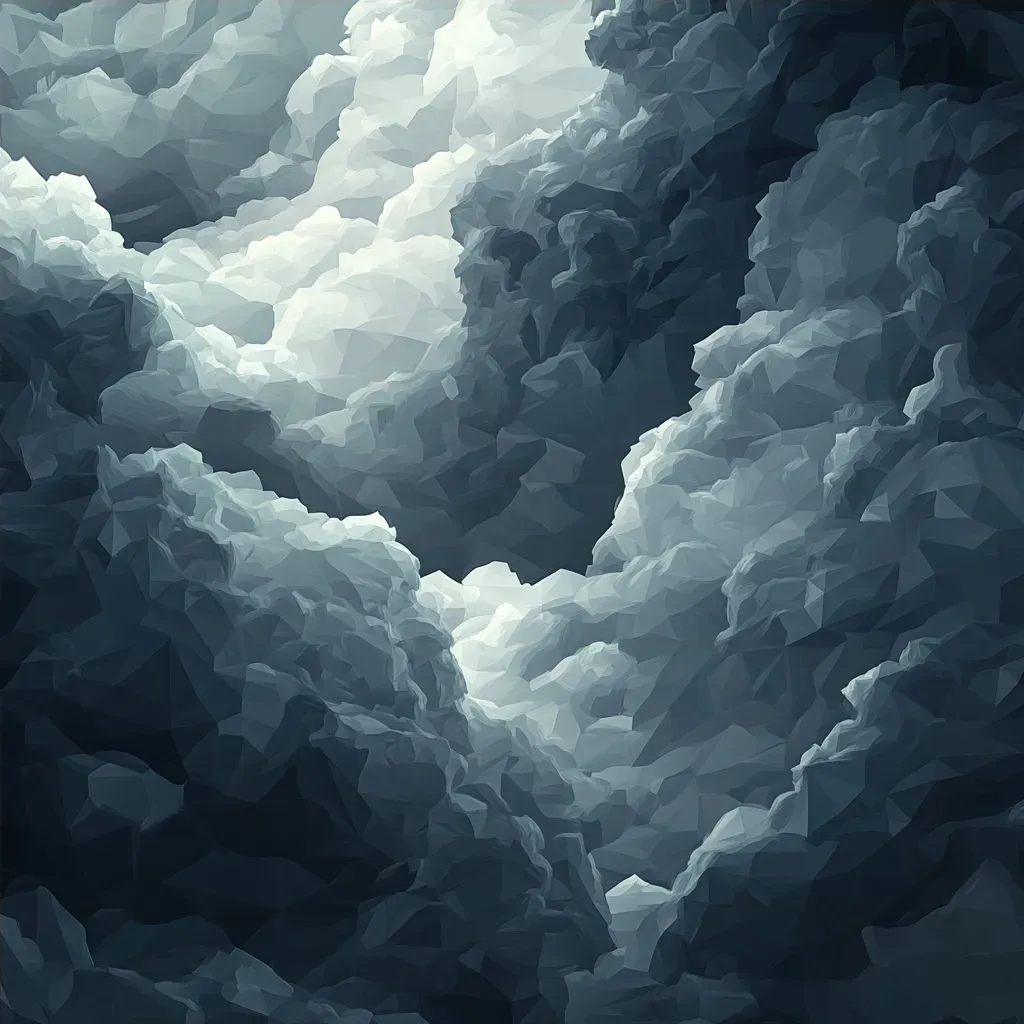 Dramatic low poly stormy clouds with dark and light polygon contrasts - Image 4