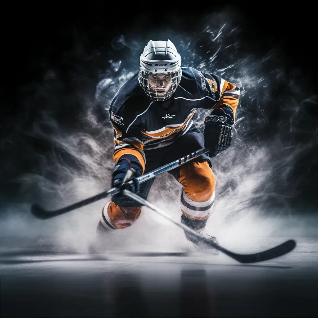 Ice hockey player performing powerful slap shot on ice - Image 2