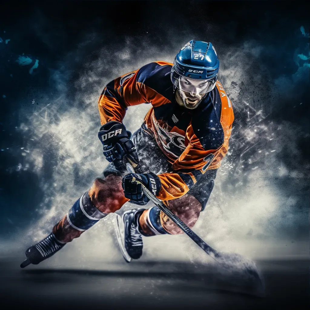 Ice hockey player performing powerful slap shot on ice - Image 3