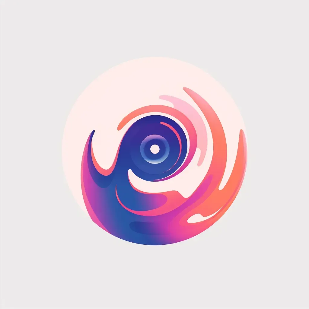 Artistic and abstract record label logo with a stylized vinyl record icon in purple and pink - Image 2