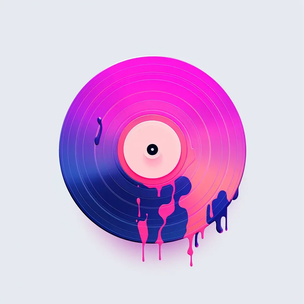 Artistic and abstract record label logo with a stylized vinyl record icon in purple and pink - Image 3