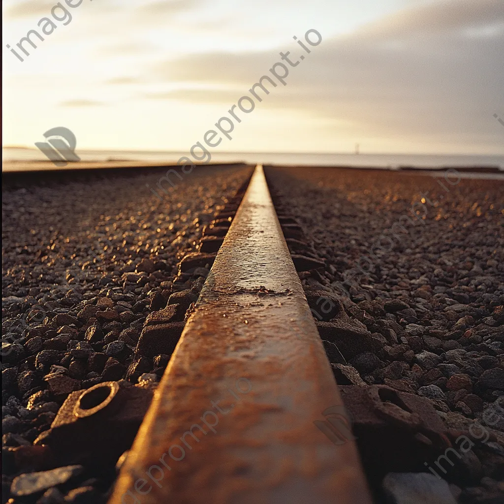 Close-up of railway tracks at sunset - Image 2