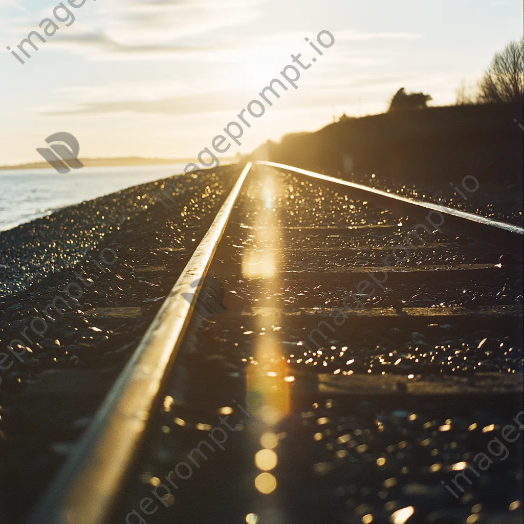 Close-up of railway tracks at sunset - Image 3