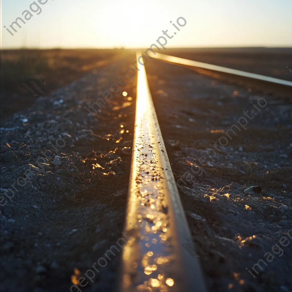 Close-up of railway tracks at sunset - Image 4