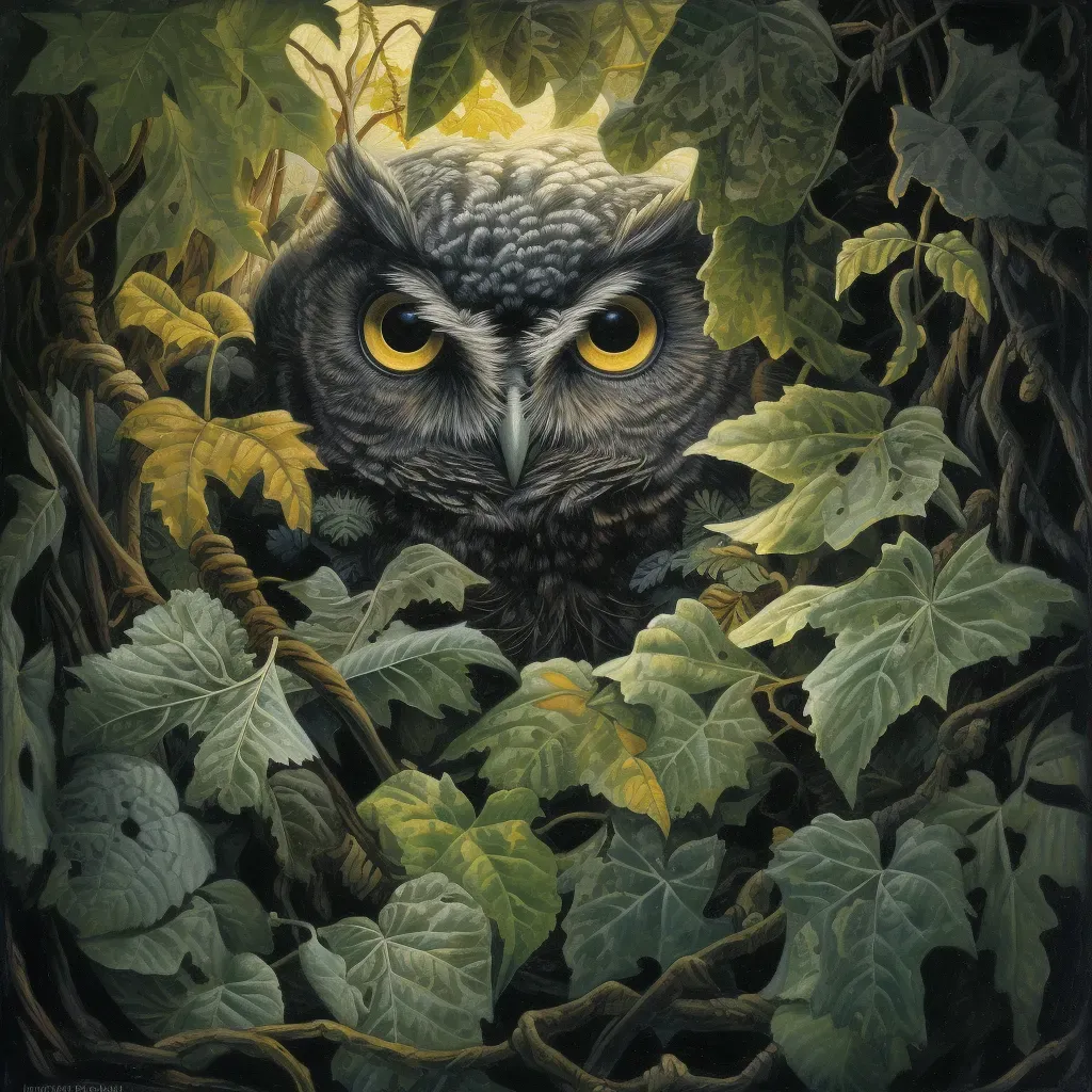 Image of an owl with an intense gaze in the dark - Image 3