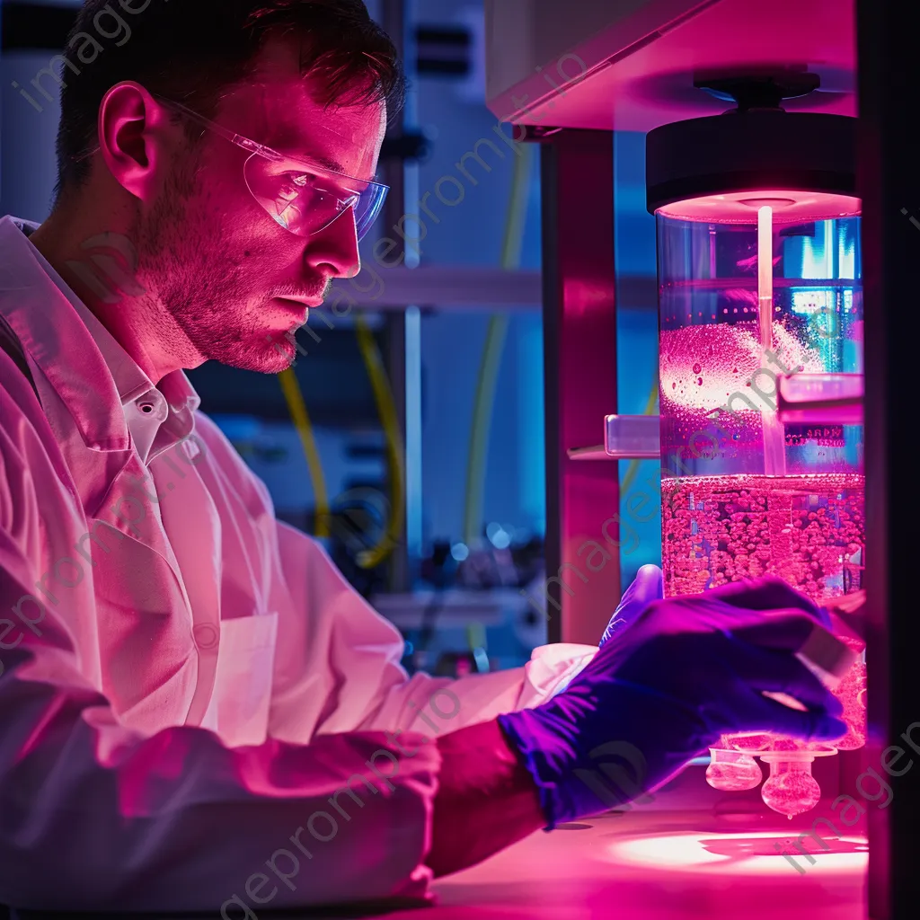 Researcher conducting an experiment with live cells in a bioreactor. - Image 1