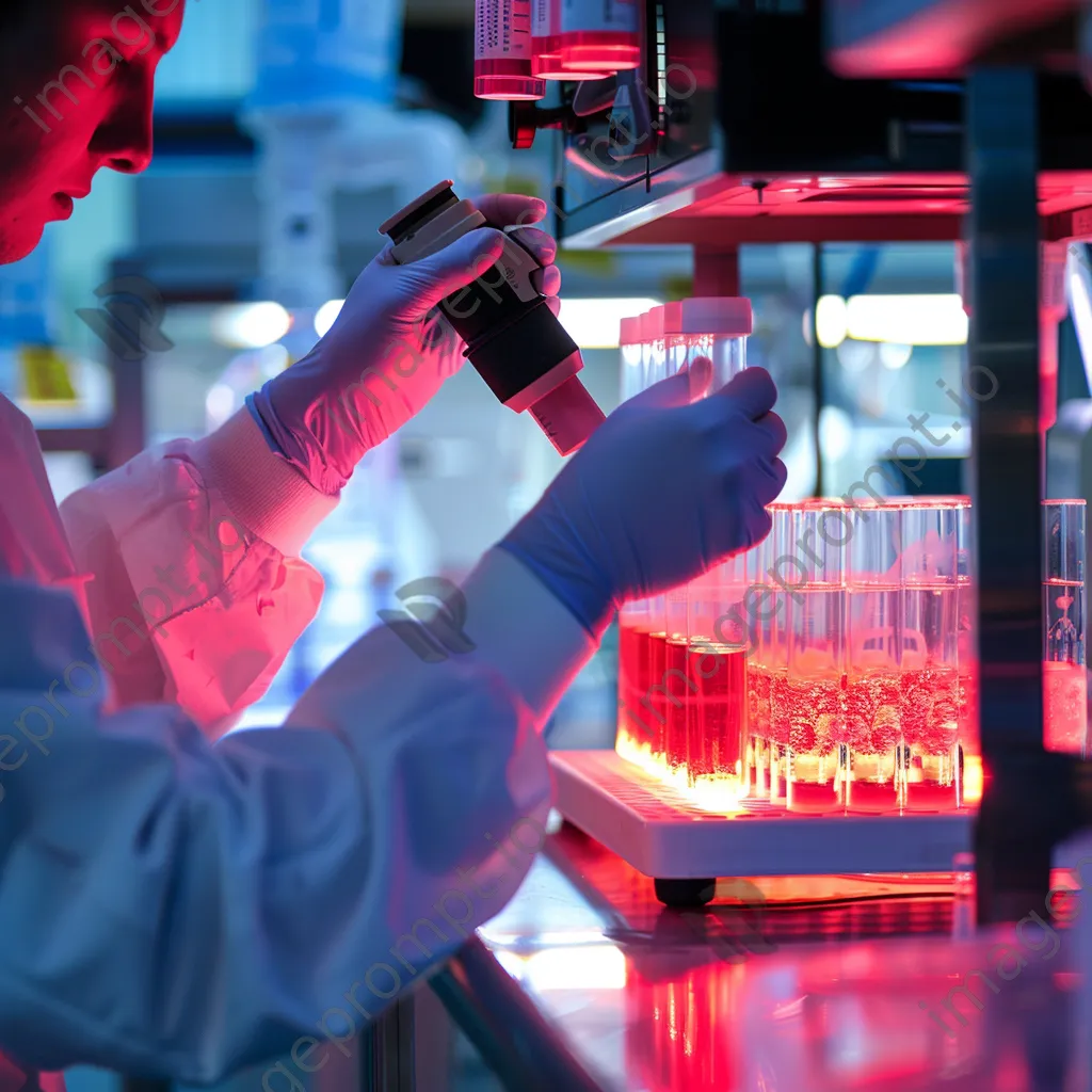 Researcher conducting an experiment with live cells in a bioreactor. - Image 2