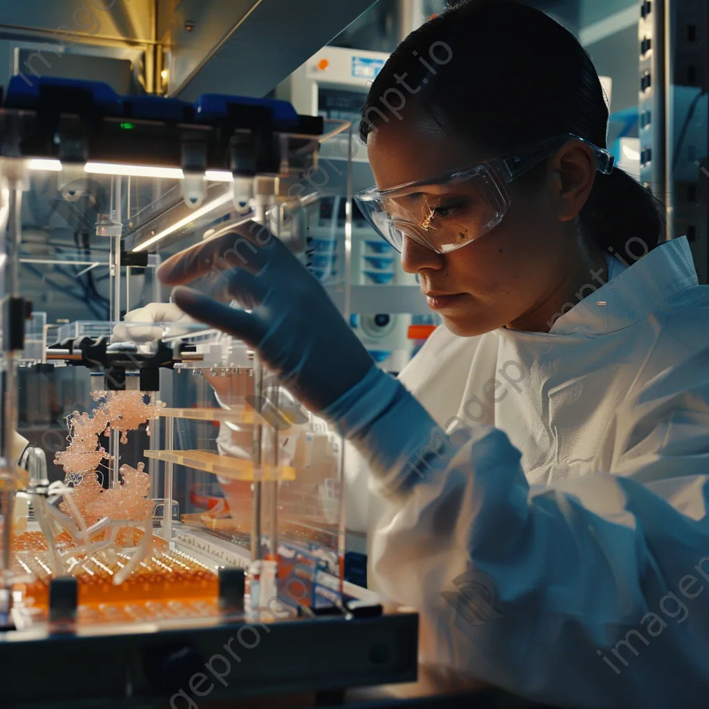 Researcher conducting an experiment with live cells in a bioreactor. - Image 3